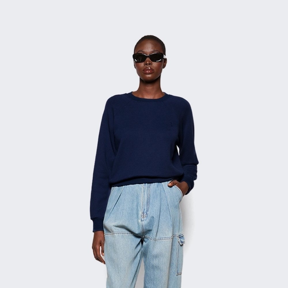 Éterne French Terry 'Shrunken Raglan Sweatshirt' In Navy, Sz M, NWT Orig $275